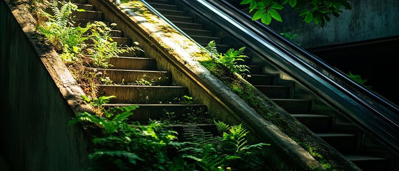 Orphaned staircase with plants - Nature by Poster Art Shop