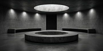 Kreisförmiger Betonraum mit zentraler Öffnung von Klaus Tesching - Art-AI