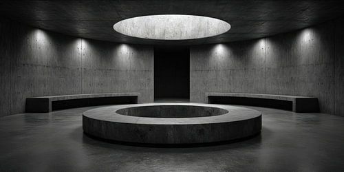 Ronde betonnen kamer met centrale opening