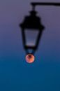 Celestial Photography: Red Moon Behind Street Lamp by Rudolfo Dalamicio thumbnail