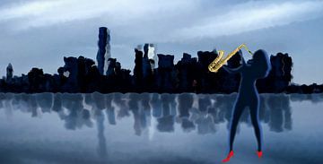 Saxophonist in New York by ! Grobie