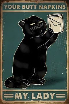 Vntage Black Cat - Your Butt Napkins - Toilet Paper