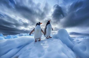Zee, ijs, pinguïns van fernlichtsicht