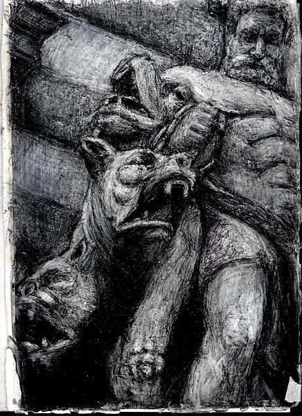 STATUE MAN + DOGS by Vincent Jacobs