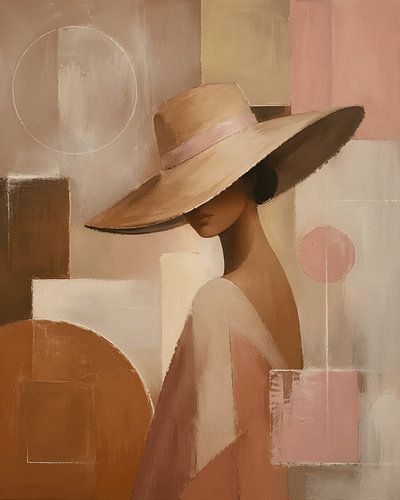 Femme au grand chapeau rose