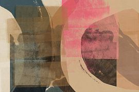 Abstracte kunst in aardetinten en roze. van Dina Dankers