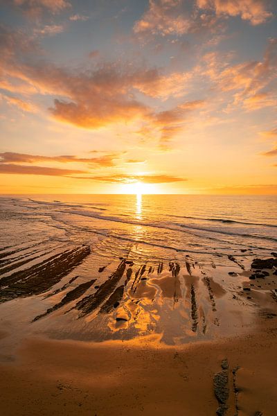 Praia do Magoito cliffs near Lisbon and Sintra at sunset by Leo Schindzielorz