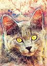 Katze Tier Aquarell Kunst #Katze #Kätzchen von JBJart Justyna Jaszke Miniaturansicht