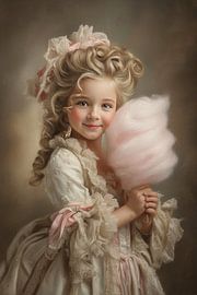 Barok Meisje met Suikerspin - Vrolijk Schilderij van Peter Pen tekeningen en schilderijen