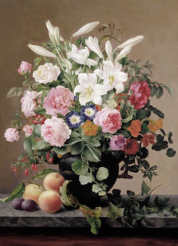 V Hoier-Still Life With Flowers and Fruit