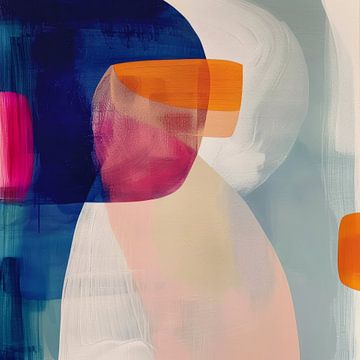 Modern abstract in zowel warme als pastelkleuren van Studio Allee