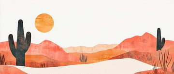 Woestijnlandschap met cactussen zonnig van Poster Art Shop
