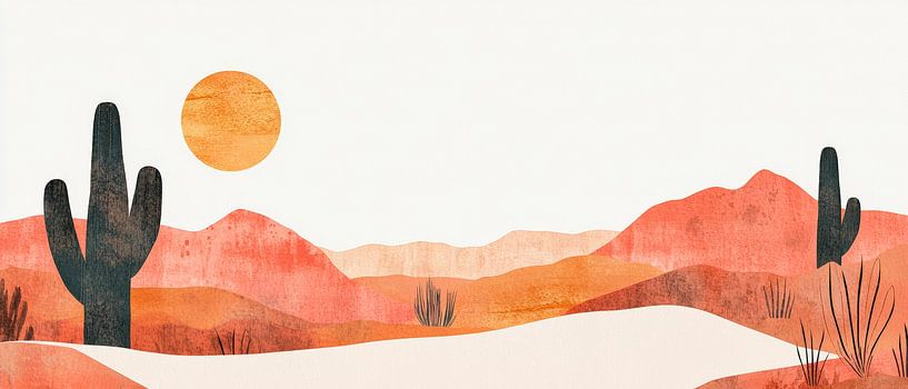 Desert landscape with cacti sunny by Poster Art Shop
