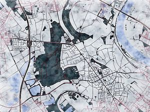 Karte von Meerbusch im stil 'White winter'