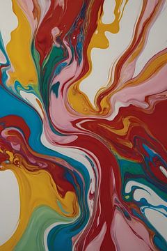 Explosion von Farbe und abstrakter Bewegung von De Muurdecoratie