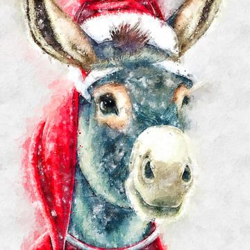 Donkey Christmas (kunst) van Art by Jeronimo