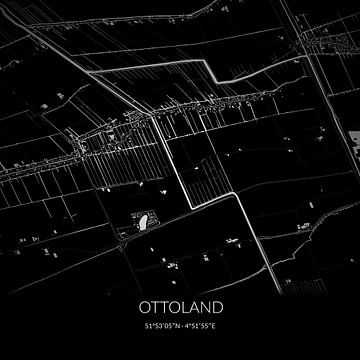 Zwart-witte landkaart van Ottoland, Zuid-Holland. van Rezona