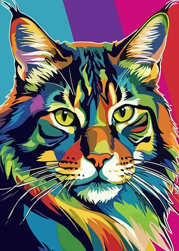 Maine Coon Pop Art Stijl