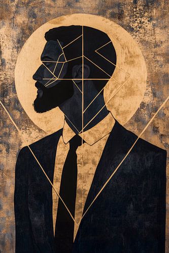 Geometrisch portret van een man in het zwart