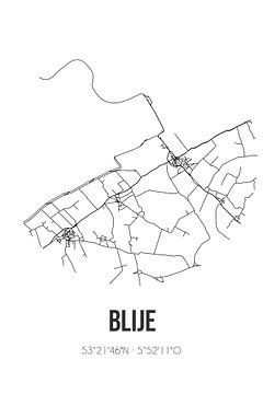 Blije (Fryslan) | Carte | Noir et blanc sur Rezona