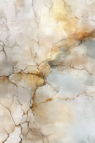 Beige abstract schilderij met zandtinten en goud