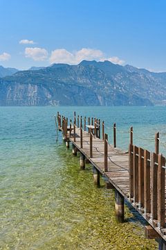 Jetty on the shore of Lake Garda near Malcesine by Heiko Kueverling
