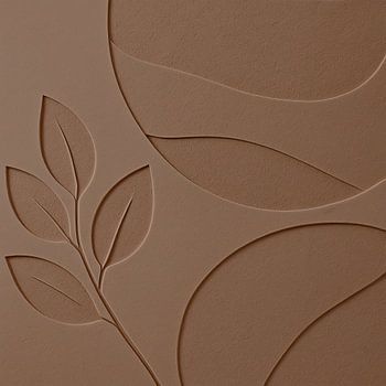Organische Klei-Reliëf met Bladmotief in Warm taupe