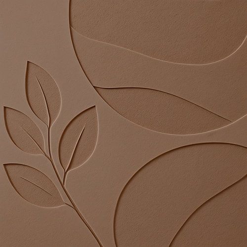 Organic Clay Relief with Leaf Motif in Warm taupe
