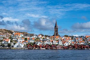 Blick auf die Stadt Fjällbacka in Schweden