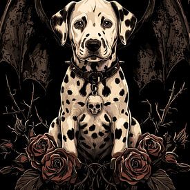 Dalmatians with bat wings and skulls by Pixelbull Design