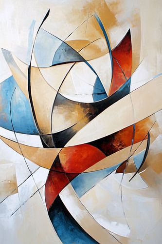 Abstract schilderij met dynamische vormen