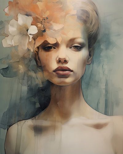 Modern portret in pastelkleuren