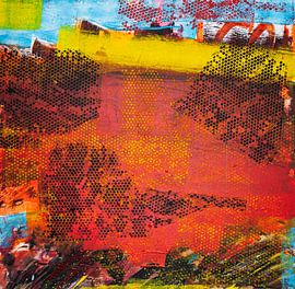 Fantasy Motif nid d'abeille noir sur fond rouge sur Klaus Heidecker