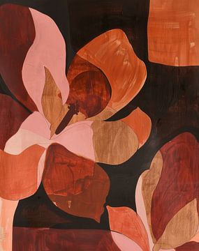 Botanisch, modern en abstract in warme kleuren van Studio Allee