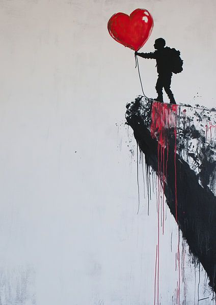 Child with Heart Balloon by Eye catching paintings