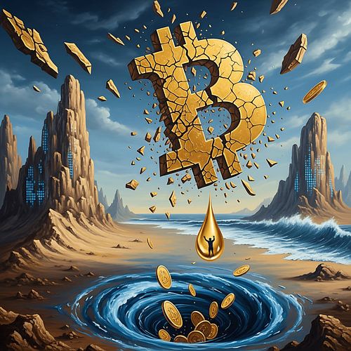 Verbrijzelde Bitcoin: Surrealistische instorting van digitale rijkdom