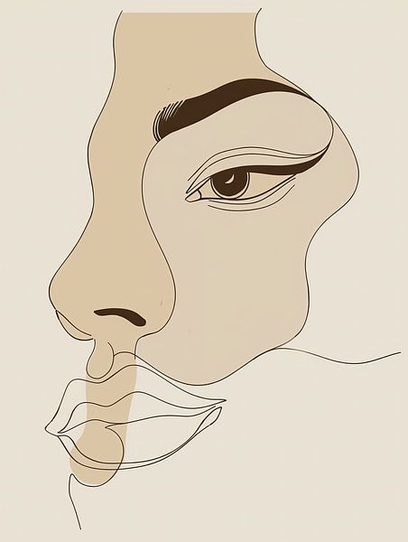 Abstract portrait in lines variation 1 by Steinfox Art