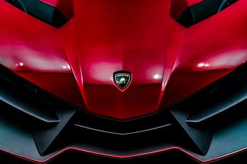 Agressieve neus van een Lamborghini van autofotografie nederland