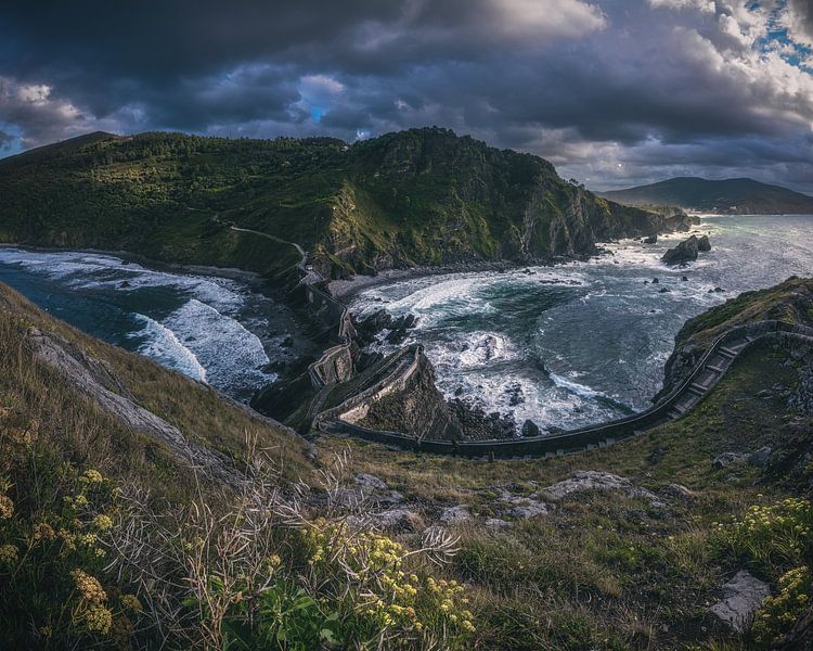 Spain Gaztelugatxe coast in the evening light by Jean Claude Castor