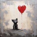 Small dog with balloon heart by TheXclusive Art thumbnail