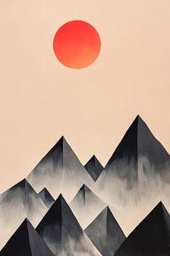 Mountain landscape in the fog - Minimalist by Poster Art Shop