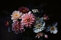 Lush flowers against dark background