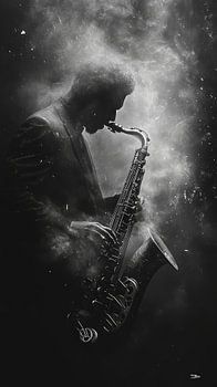 Instrument de musique en noir et blanc