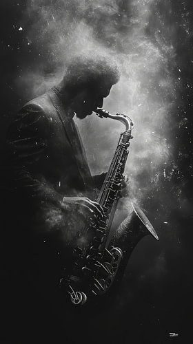 Muziekinstrument in zwart-wit