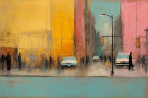 Vie de rue moderne et abstraite dans des couleurs chaudes