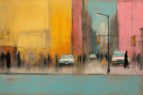 Modernes und abstraktes Straßenleben in warmen Farben