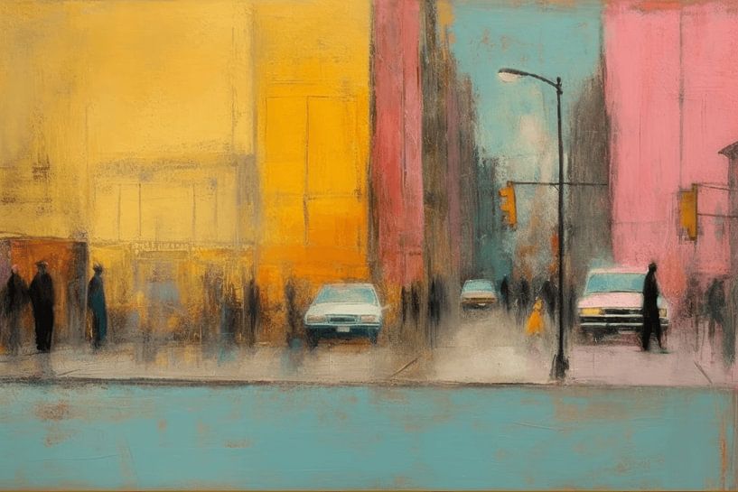 Modernes und abstraktes Straßenleben in warmen Farben von Studio Allee