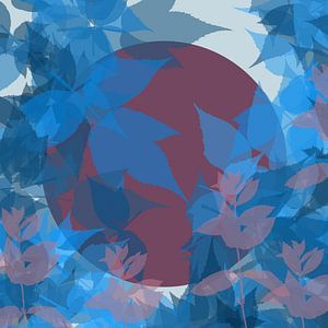 Frühlingshafte Farbstudie Nr. 2. Violetter Mond und blaue Blätter. von Dina Dankers