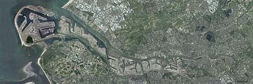 Panoramic aerial photo of Rotterdam Europoort by Maps Are Art