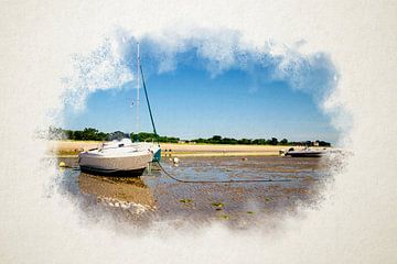 aquarelle de bateaux sur la plage sur Youri Mahieu